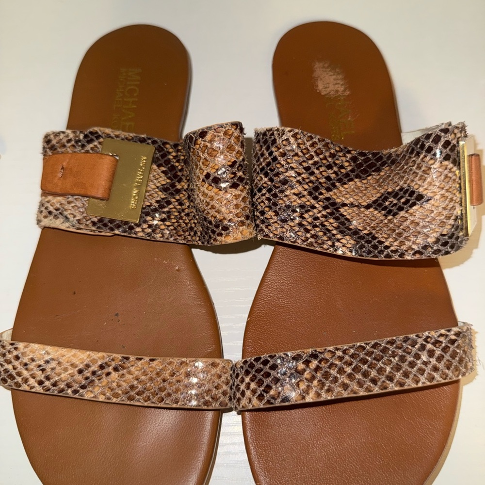Michael Kors Tan Snake Print Sandals